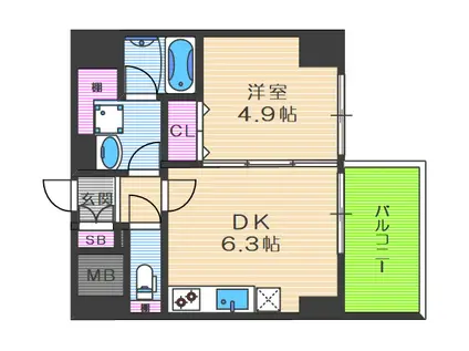 VIVIFURUYA豊崎(1DK/5階)の間取り写真