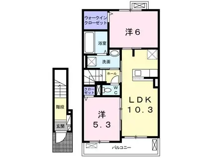 アルド-レII A(2LDK/2階)の間取り写真