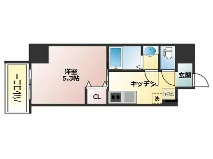 フォーリアライズ昭和南通1(1K/11階)の間取り写真