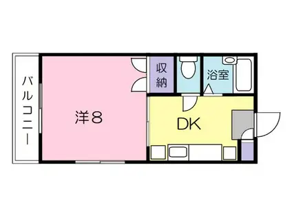 福徳マンション皆実(1DK/2階)の間取り写真
