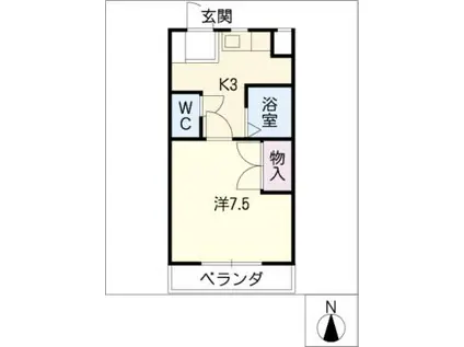 パークサイド岩崎(1K/1階)の間取り写真