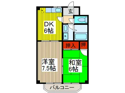 グローリアスマンション(2DK/2階)の間取り写真