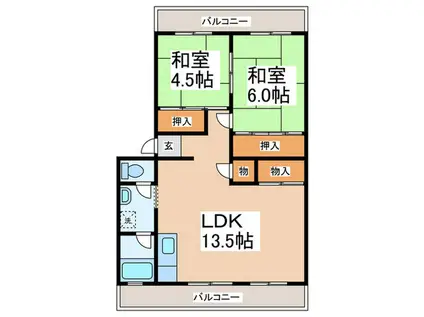 前川ハイツ(2LDK/2階)の間取り写真