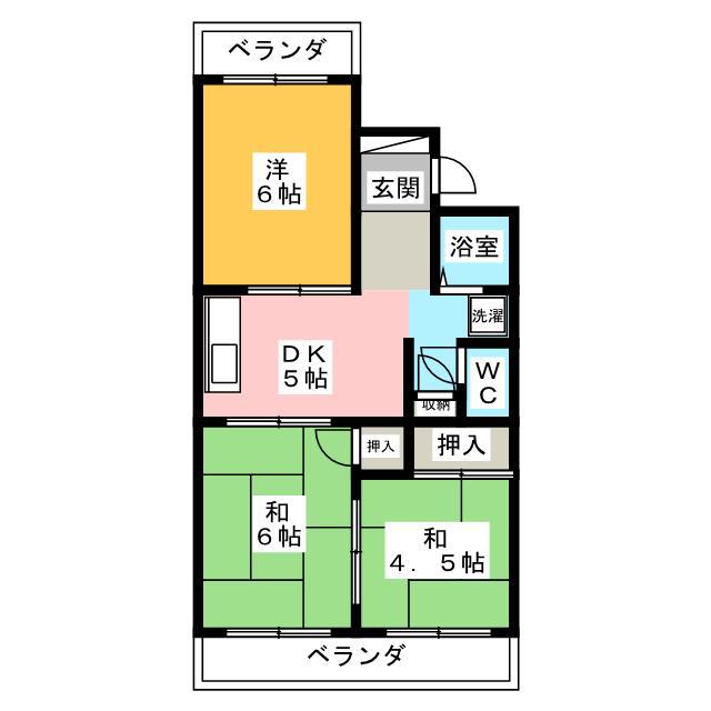 コーポ旭野 B棟(3K/1階)の間取り写真