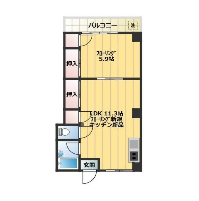 セーフティハウスG(1LDK/2階)の間取り写真