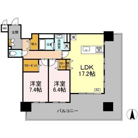 THE REJUVEPORT KISARAZU(2LDK/5階)の間取り写真