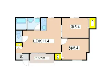 川内BASE(2LDK/1階)の間取り写真