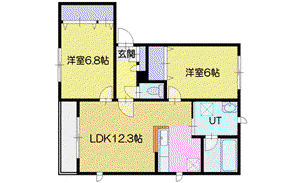 ノースヒル(2LDK/1階)の間取り写真