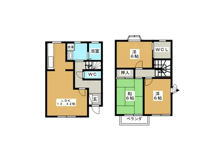 フローラII(3DK/1階)の間取り写真