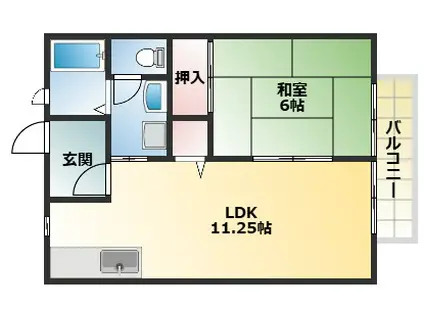 アメニティハイツII(1LDK/2階)の間取り写真