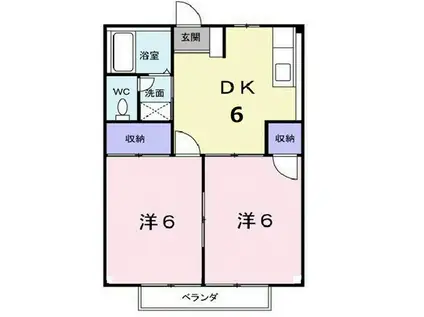 ルミネハイツ(2DK/2階)の間取り写真