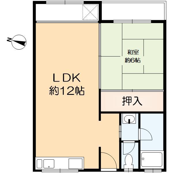マンション桂風(1LDK/3階)の間取り写真