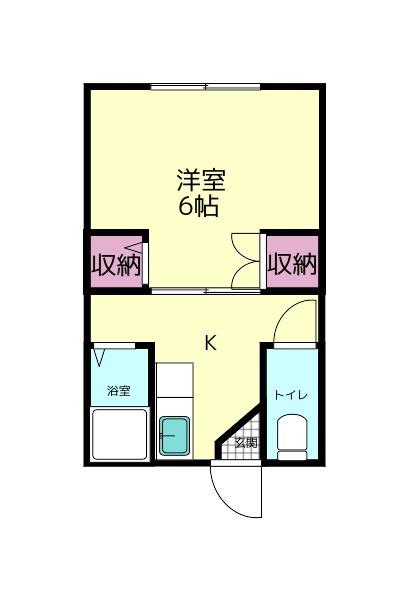 小園荘 南棟(1K/2階)の間取り写真