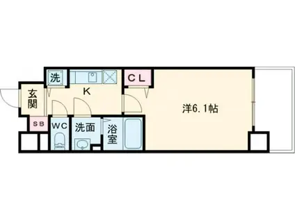 プレサンス新神戸駅前(1K/8階)の間取り写真