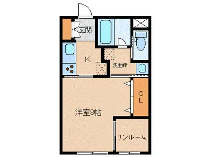 ヒルズ杉原(1K/1階)の間取り写真