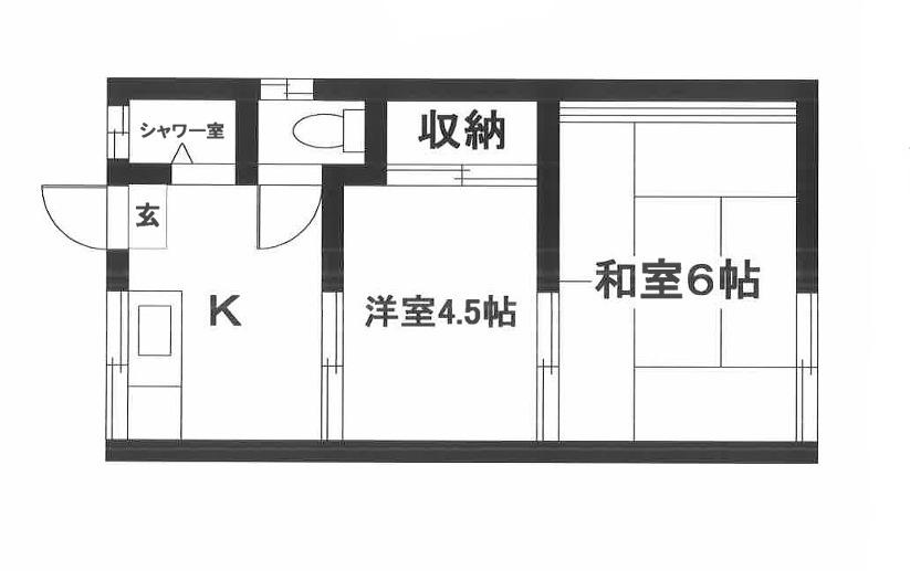 サンビレッヂ東辻井(2K/1階)の間取り写真