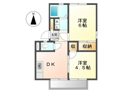マンション西岡B棟(2DK/2階)の間取り写真