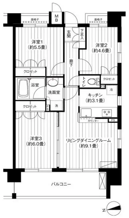 パシフィーク品川 11階階 間取り