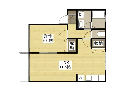 サンシティエキヤB棟(1LDK/2階)の間取り写真