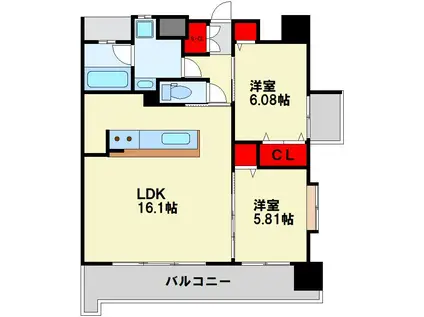 サンシャイン.サファイア・プリンセス戸畑(2LDK/7階)の間取り写真