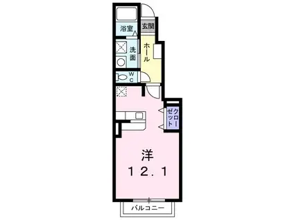 ベルシャルマン(ワンルーム/1階)の間取り写真