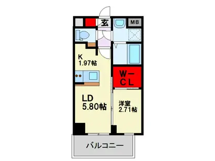 R-LINK南福岡(1LDK/9階)の間取り写真