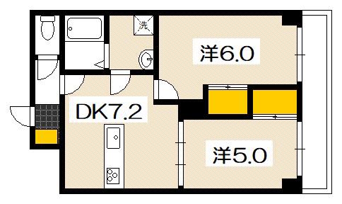 PRENCHE廿日市(2DK/3階)の間取り写真