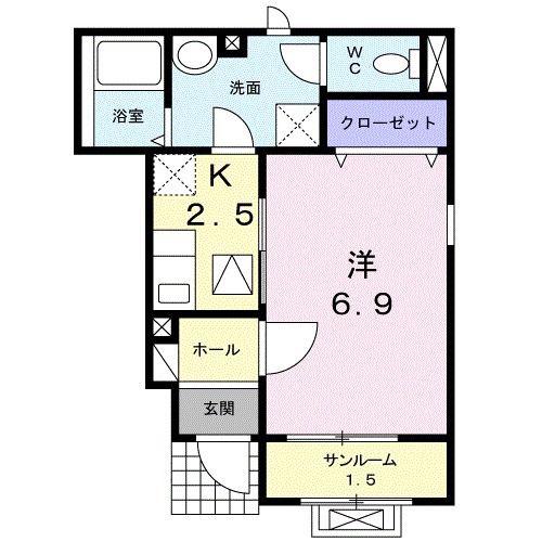 カーサ ミニョン(1K/1階)の間取り写真