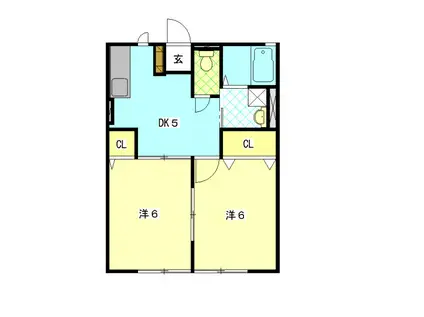 シティハイムM21(2DK/1階)の間取り写真