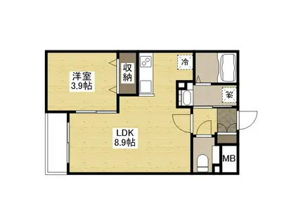 月光東福山駅前(1LDK/1階)の間取り写真