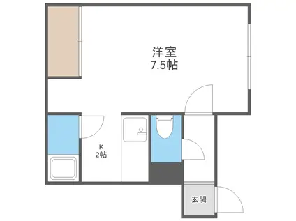 グランテージ発寒(ワンルーム/2階)の間取り写真