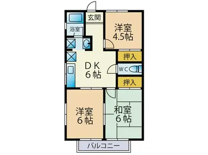 スカイハイツA(3DK/2階)の間取り写真