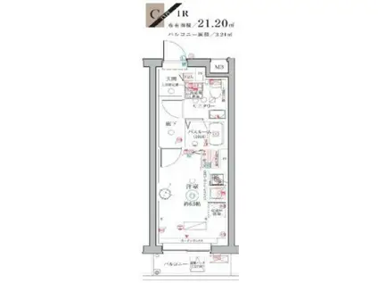 クレヴィスタ阪東橋(ワンルーム/10階)の間取り写真