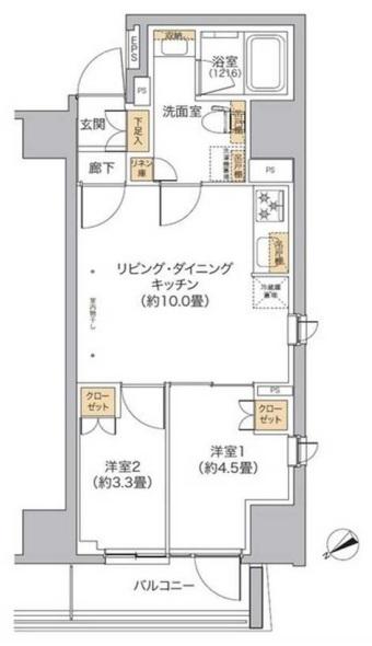 リビオメゾン新宿ウエスト(2LDK/8階)の間取り写真