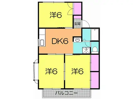 フォーレストみちあい(3DK/2階)の間取り写真