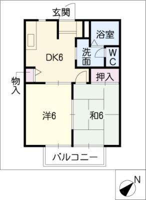 プリマベーラ(2DK/1階)の間取り写真