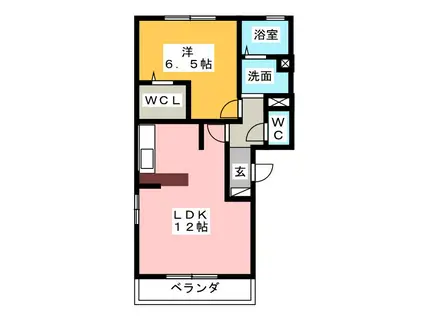 ＪＲ関西本線 富田浜駅 徒歩8分 3階建 築18年(1LDK/1階)の間取り写真