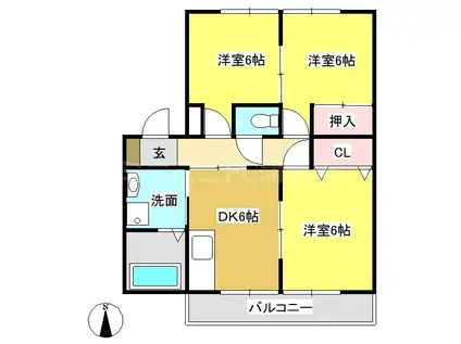 ライフイン・グローリー(3DK/2階)の間取り写真