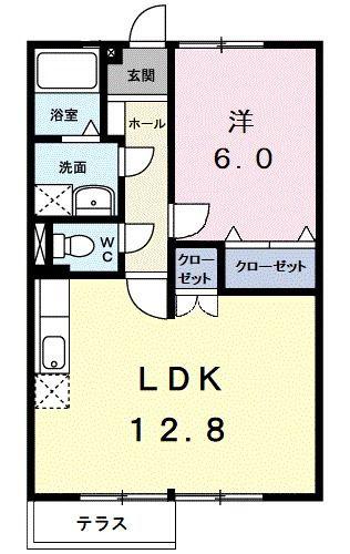メゾンジャルダン黒嶋A(1LDK/1階)の間取り写真