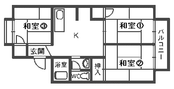 パレーシャル(3DK/2階)の間取り写真