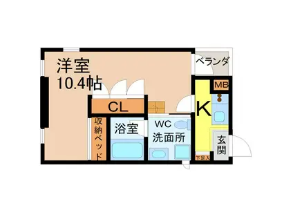 ソリッド筒井(1K/2階)の間取り写真