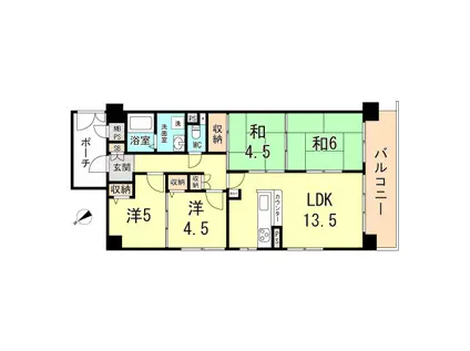 サンヴェール長田山ノ手1番館(4LDK/2階)の間取り写真