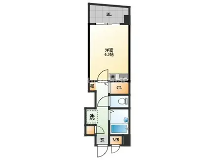 ライオンズマンション諏訪神社前(ワンルーム/1階)の間取り写真