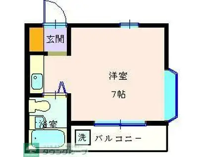 アウレット(ワンルーム/2階)の間取り写真