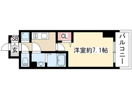 プレサンス桜通ベルノ(1K/13階)の間取り写真