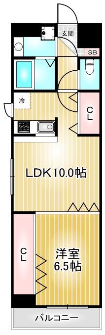 第13オオタビル(1LDK/10階)の間取り写真
