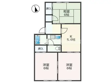 KNジャンクション B棟(3K/1階)の間取り写真