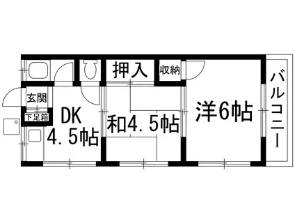 松ヶ丘ハイツ(2DK/1階)の間取り写真