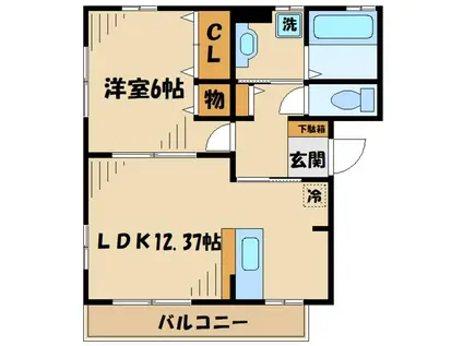 コートヴィレッジ(1LDK/2階)の間取り写真