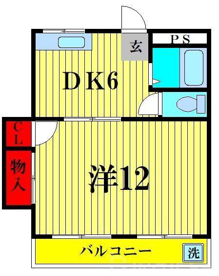 小林ビル(1DK/3階)の間取り写真